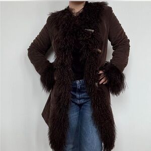 y2k Dolce & Gabbana vintage brown afghan penny lane style Mongolian fur coat